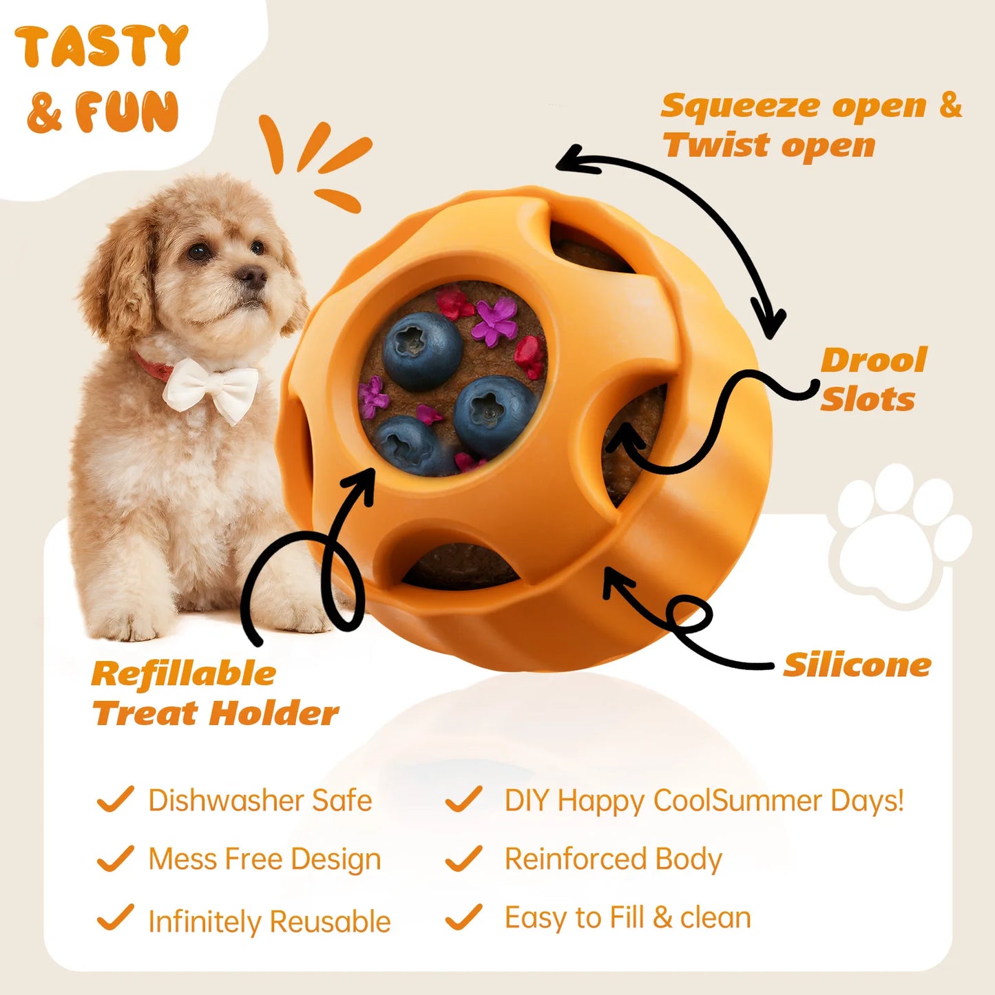 Interactive Dog Treat Mold Toy – Silicone Enrichment Freezer Toy for Puppies