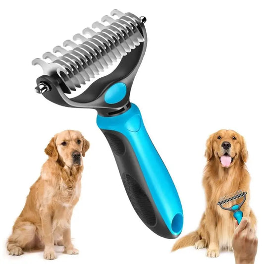 Stainless Pet Grooming Brush – Deshedding, Fur Removal & Knot Cutter for Dogs & Cats