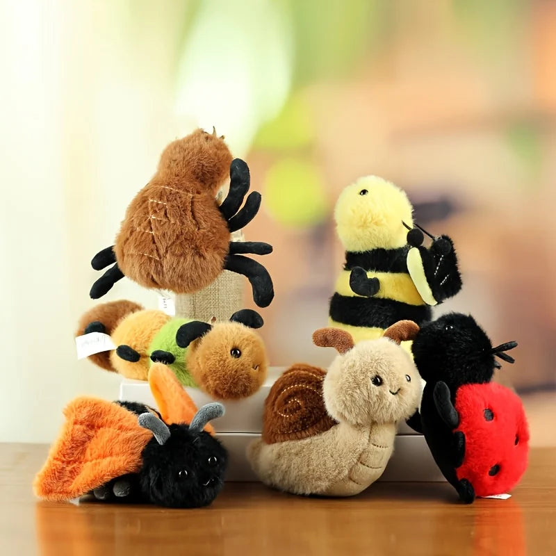 Cute Insect Plush Keychain – Spider, Bee & Caterpillar Toys for Cats & Dogs