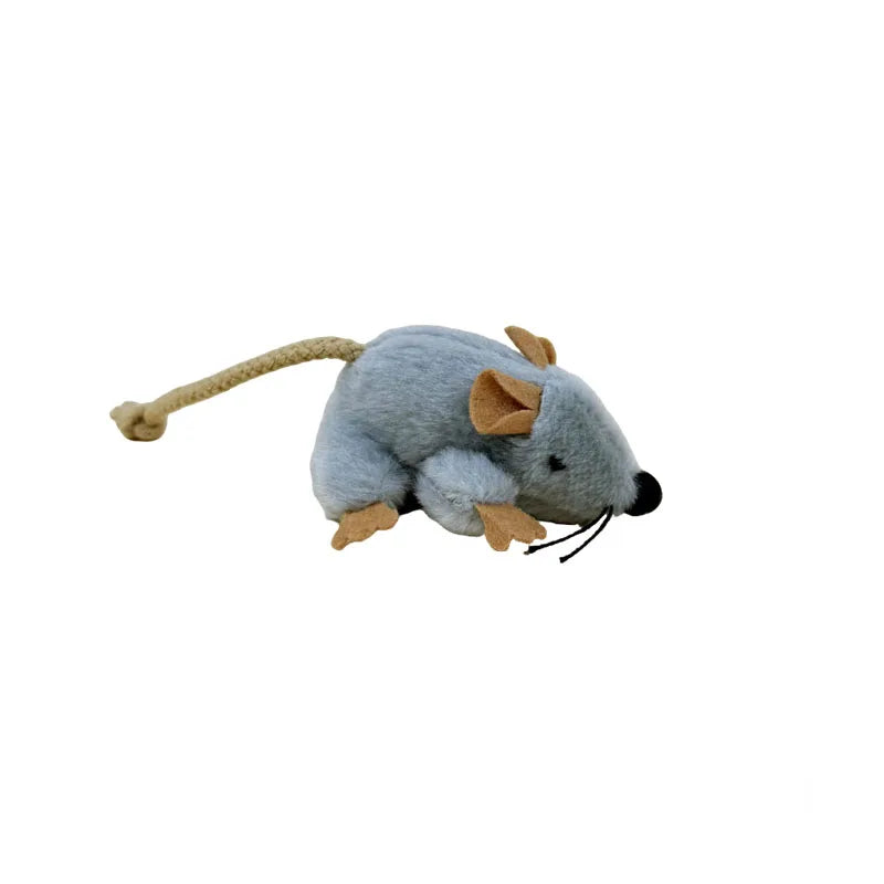 Gray Plush Mouse Cat Toy – Indoor Chew & Play Kitten Toy