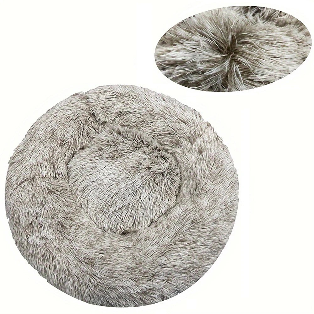 Washable Round Dog & Cat Bed – Cozy Winter Plush Basket for All Sizes