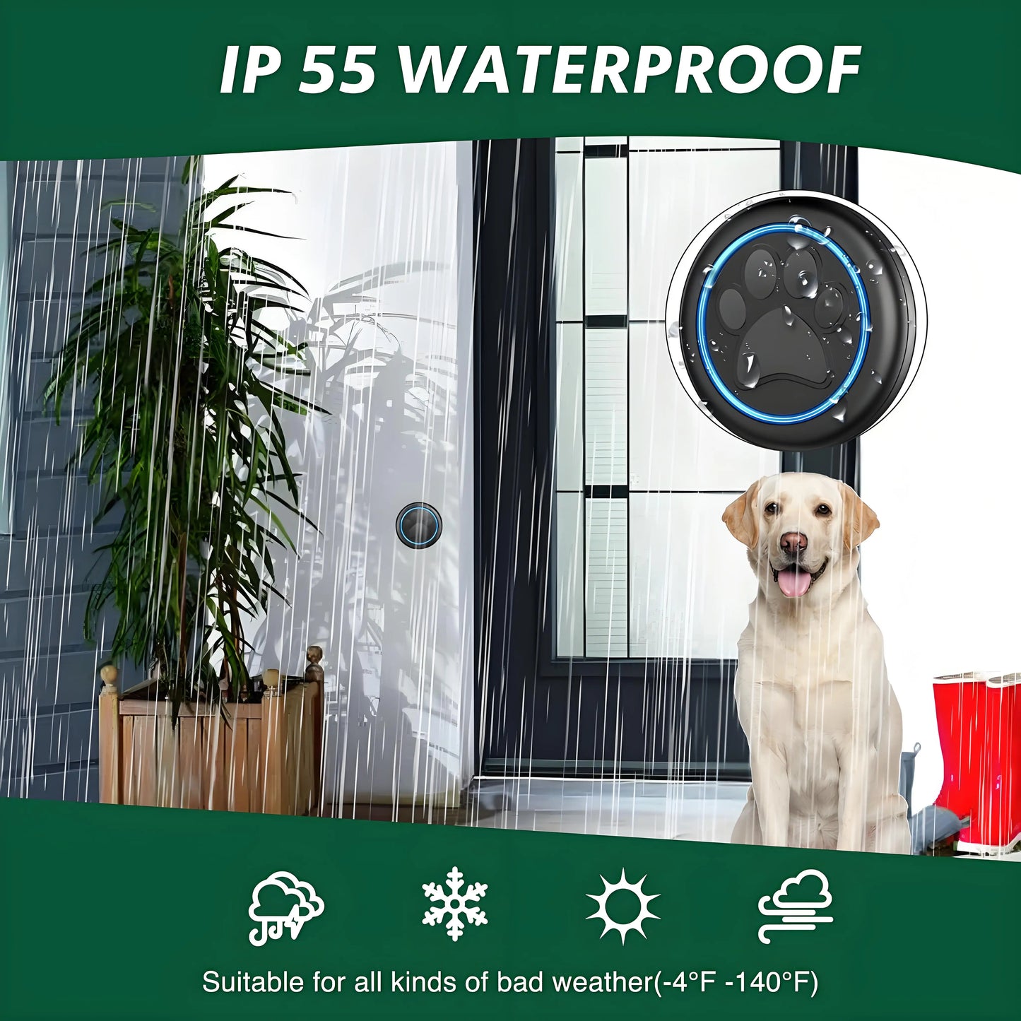 "Wireless Dog Potty Training Bell – Waterproof, Long Range, 60 Chimes"