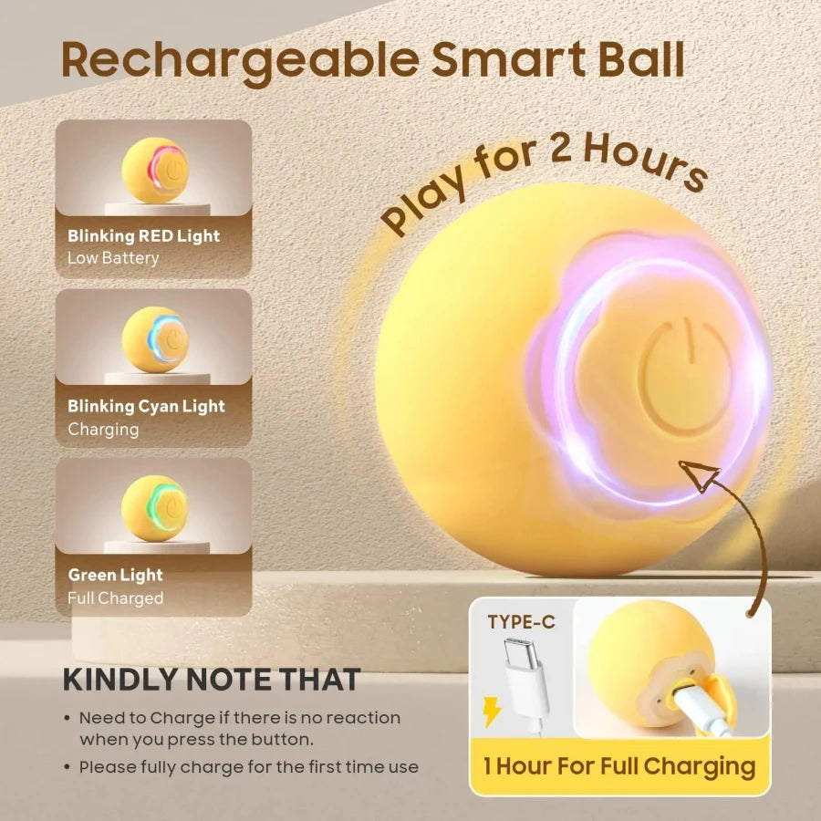 Automatic Rolling Cat Ball – Smart Self-Moving Kitten Toy