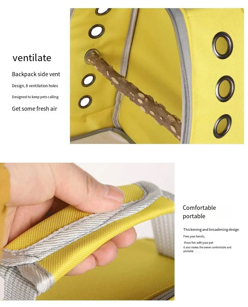 Portable Bird Carrier Backpack – Lightweight Transparent Travel Cage for Small Parrots