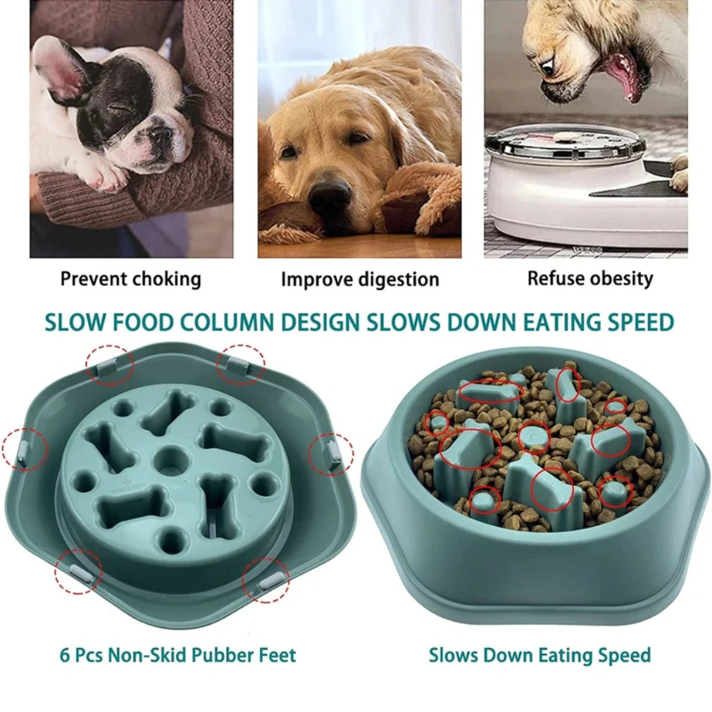 "Slow Feeder Dog Bowl – Anti-Choke, Non-Slip Puzzle Design"