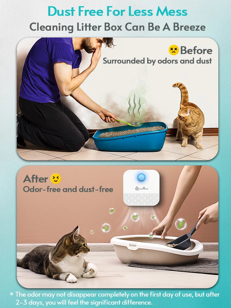 DownyPaws Smart Cat Litter Odor Purifier – Air Deodorizer for Pets