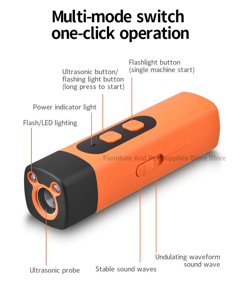 Rechargeable Ultrasonic Anti-Bark Device – Dog Training & Deterrent with LED Light
