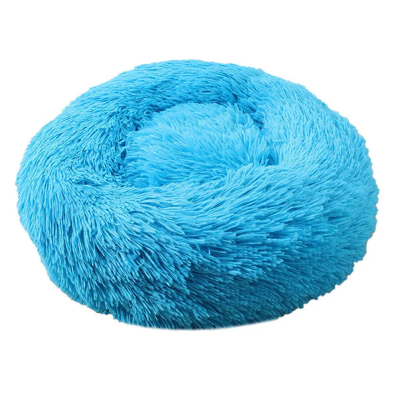 Large Round Pet Bed – Super Soft Plush Dog & Cat House for Winter Sleeping