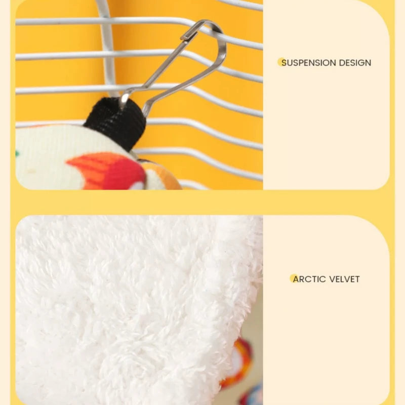 Winter Bird Bed – Arctic Velvet Warm Mat with Stable Hooks for Cages & Windows