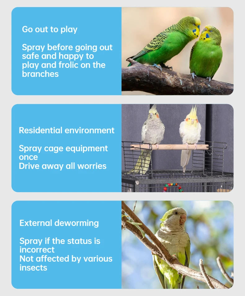 Bird insect repellent 100ml parrot supplies in addition to feather lice mites sterilization in vitro insect spray starling thrus