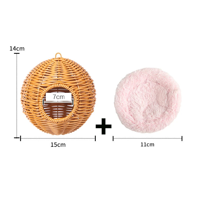 Handwoven Grass Bird Nest – Fake Grass Cage House for Parrots & Small Birds