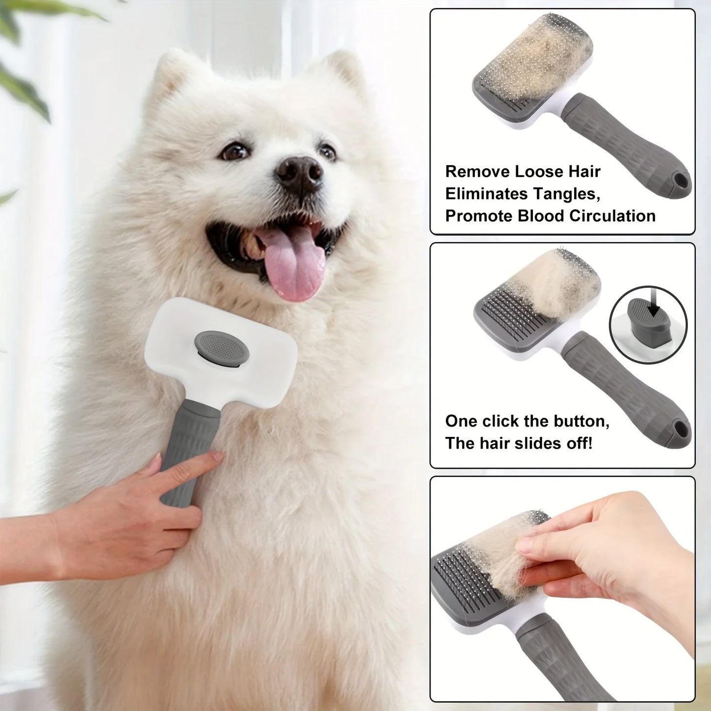 Self-Cleaning Pet Hair Remover Comb – Slicker Brush for Cats & Dogs Grooming