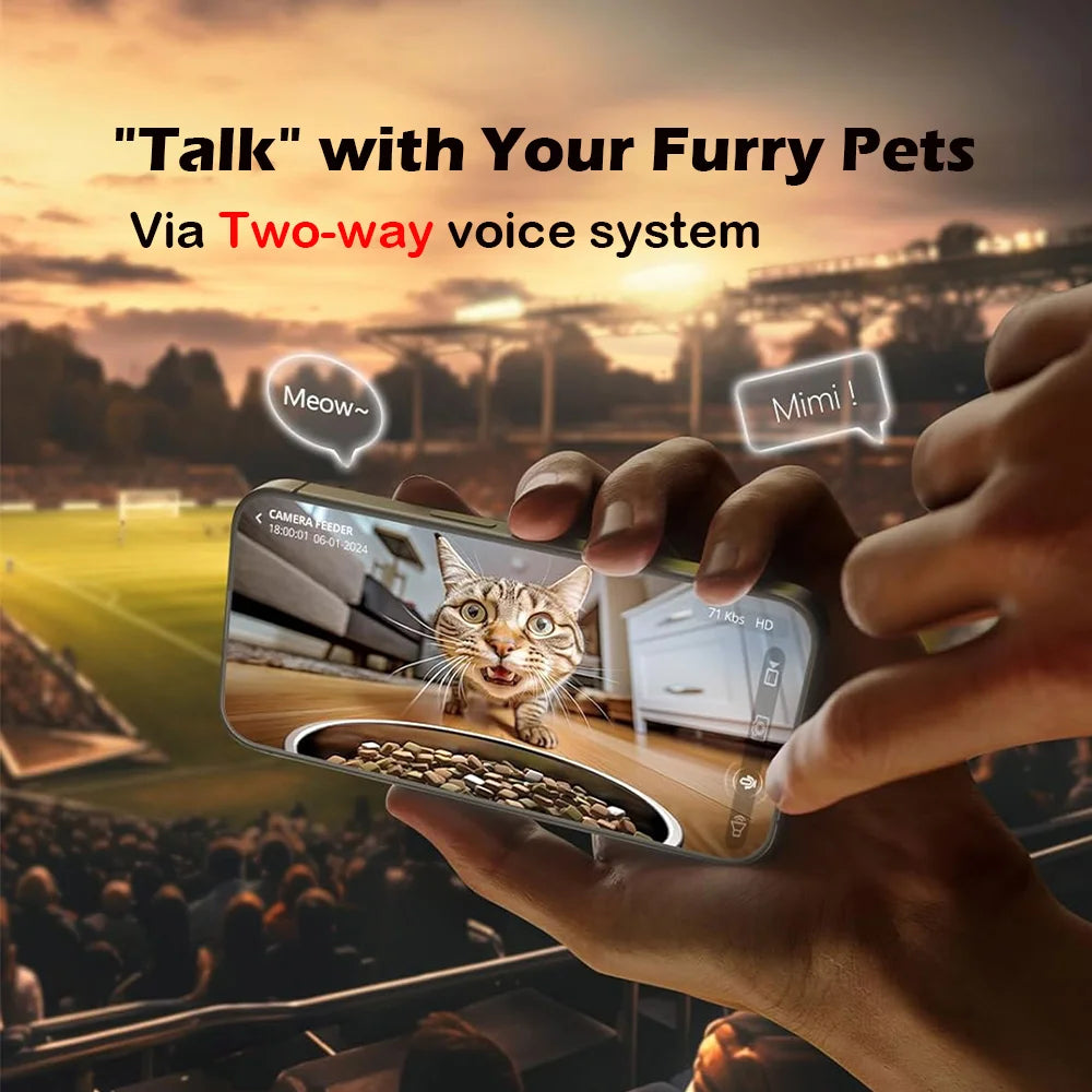 8L Smart Automatic Cat Feeder with 1080P Camera – WiFi & Voice Control