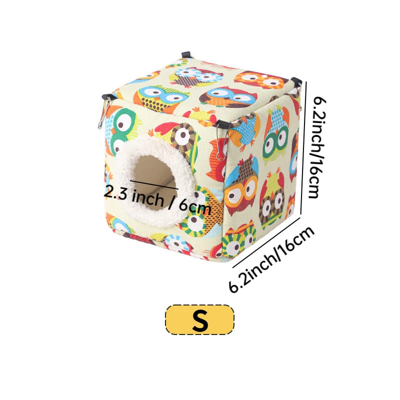 Winter Bird Bed – Arctic Velvet Warm Mat with Stable Hooks for Cages & Windows