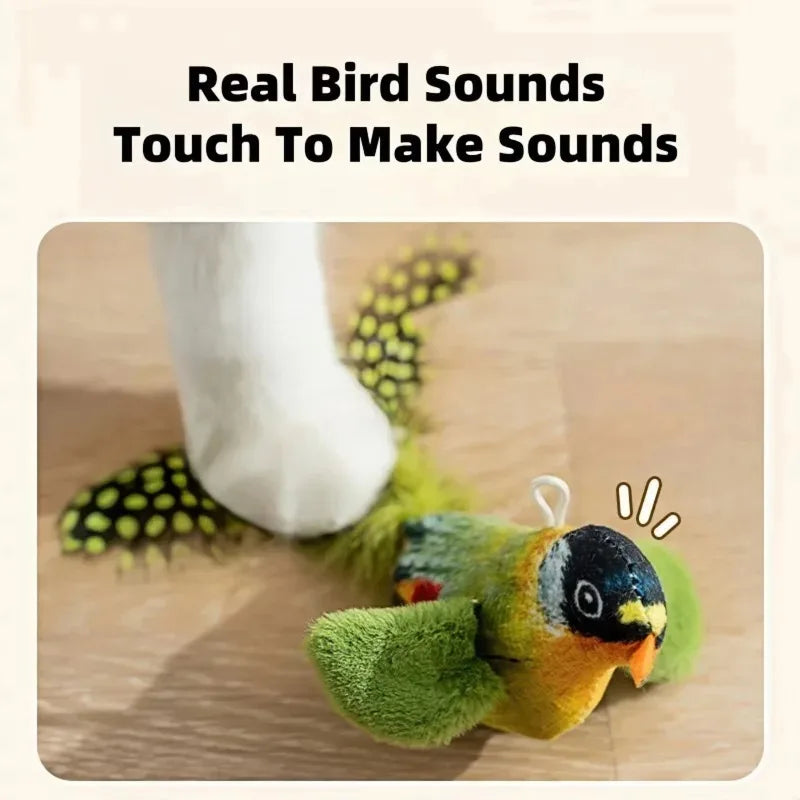 Interactive Cat Toy with Bird Sound & Elastic Rope
