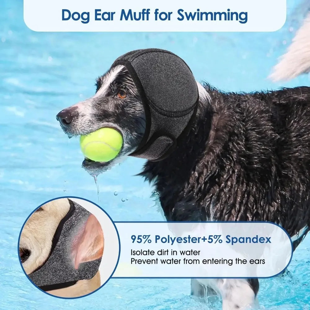 Waterproof Dog Ear Muffs – Noise-Cancelling Calming Hood for Swimming & Grooming
