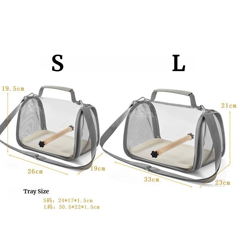 Portable Bird Travel Carrier – Airline Approved Cage with Perch & Tray for Parrots