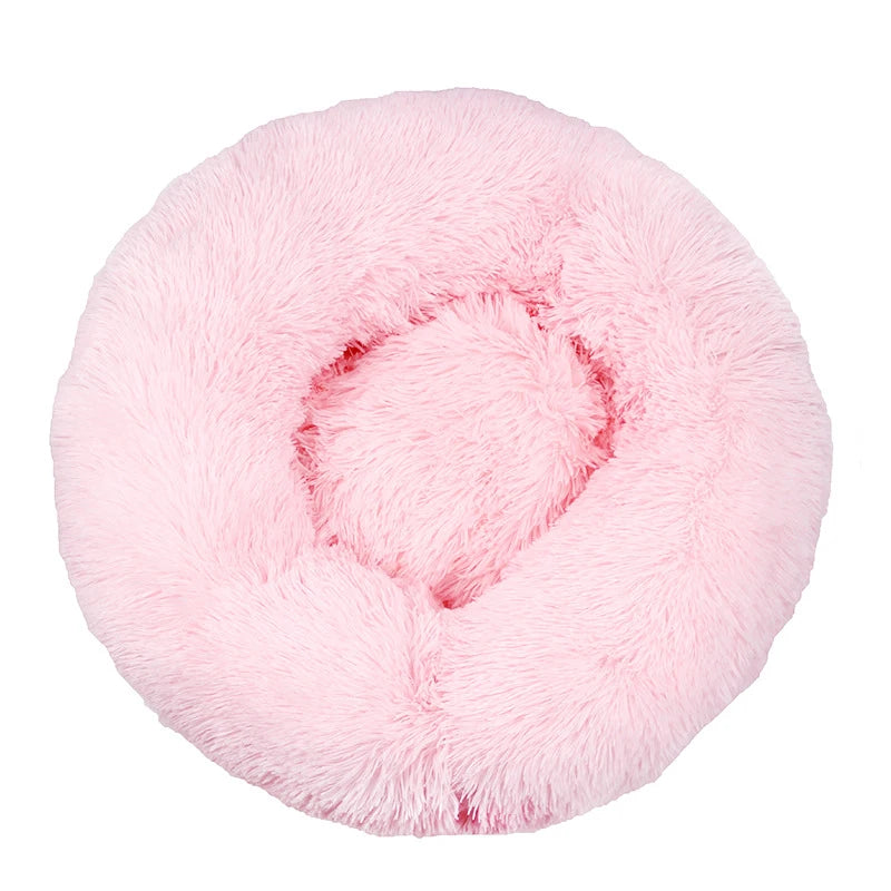 Large Round Pet Bed – Super Soft Plush Dog & Cat House for Winter Sleeping
