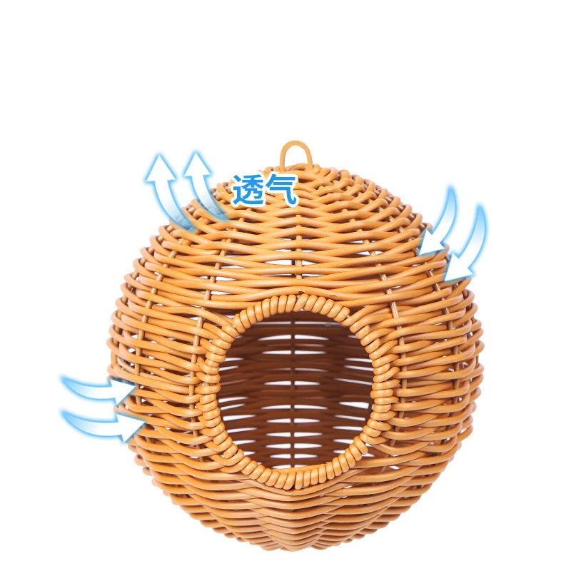 Handwoven Grass Bird Nest – Fake Grass Cage House for Parrots & Small Birds