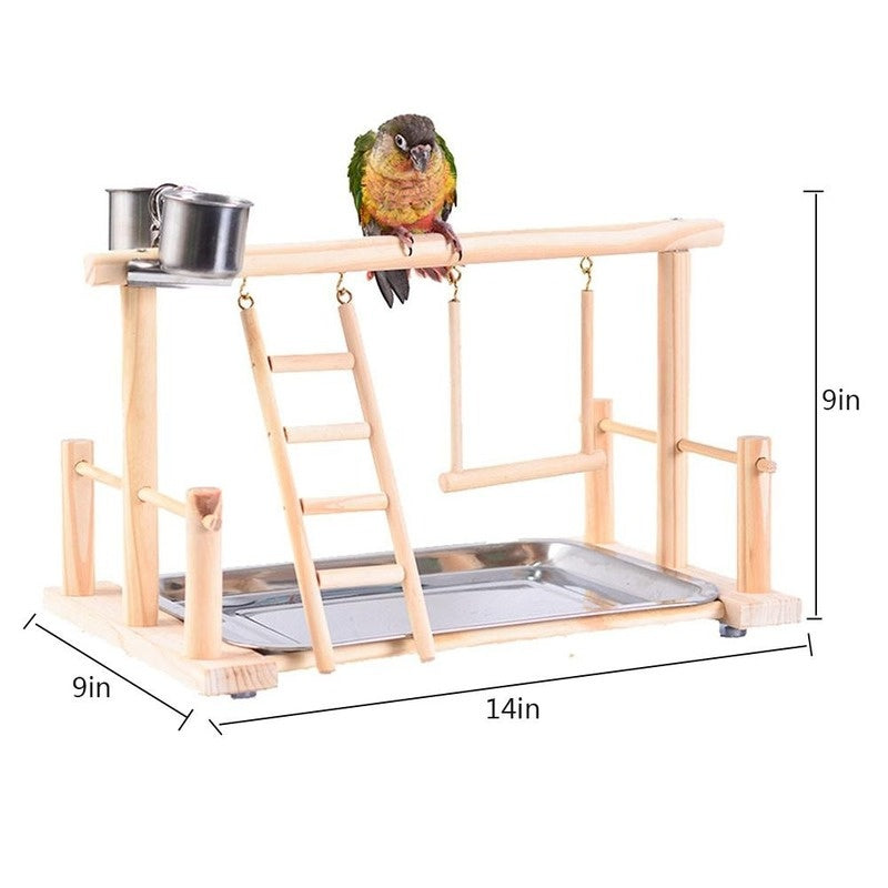 Bird Toy Activity Center – Cage Stand with Perch, Ladder, Hammock & Feeder