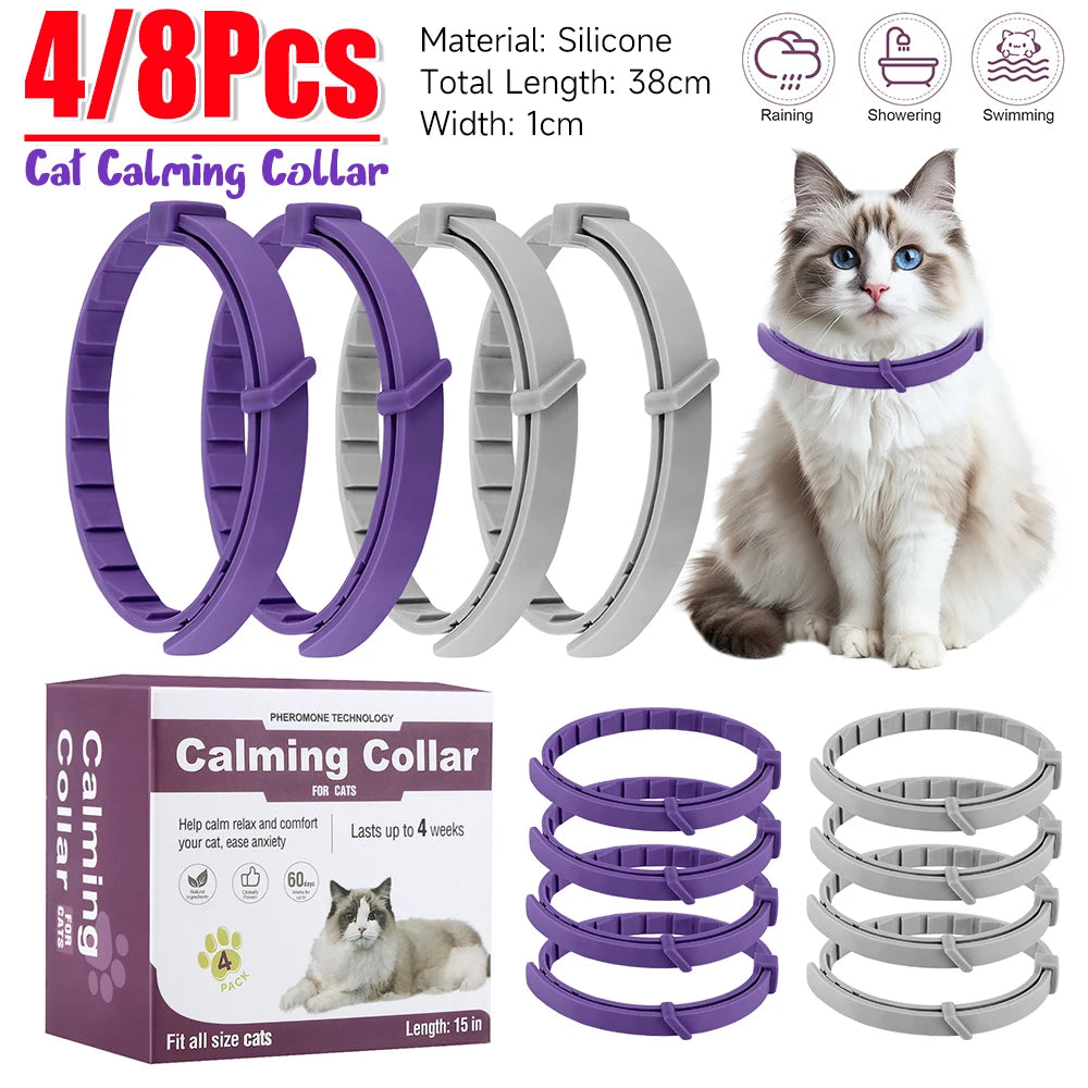 Pet Calming Collar for Cats & Dogs – Adjustable Pheromone Anxiety Relief, Natural Soothing & Relaxing