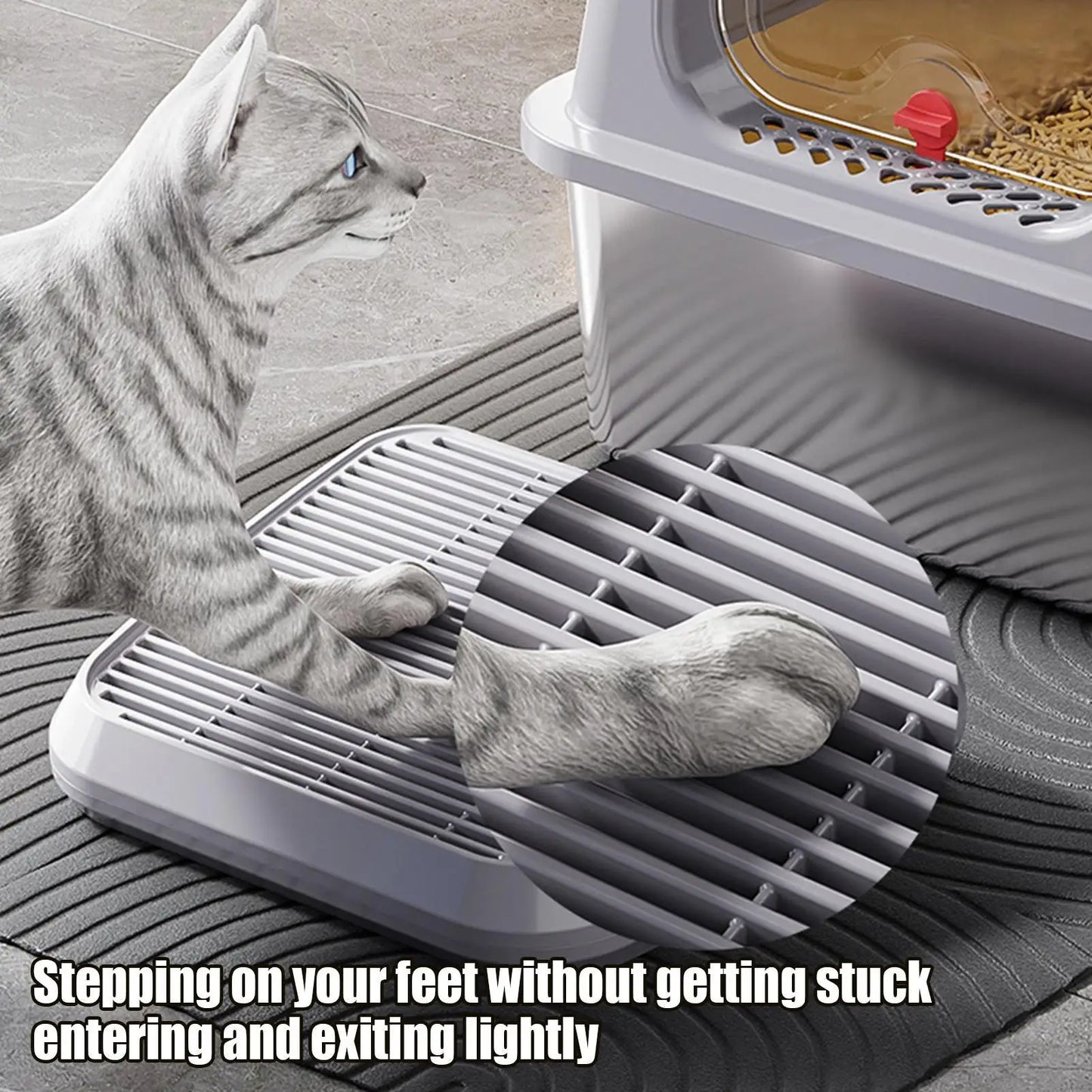 Double-Layer Cat Litter Ramp – Paw Cleaner with Filter