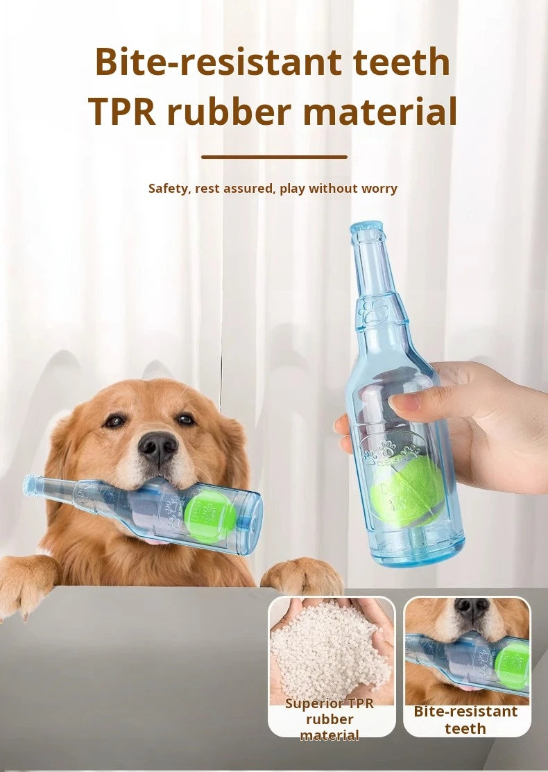 Interactive Bottle-Sound Dog Chew Ball – Durable Training Toy for Small & Large Dogs