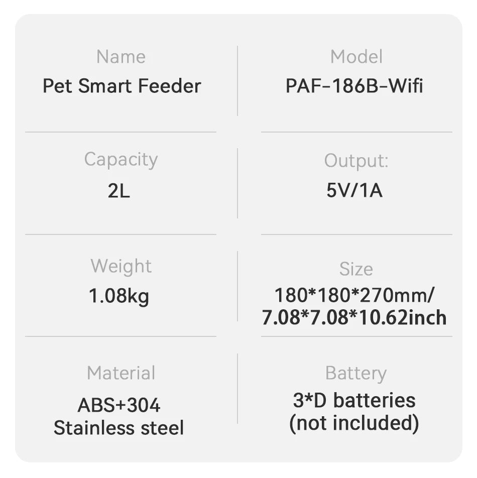 Smart 2L Pet Feeder – Wi-Fi App Auto Dispenser for Cats & Dogs