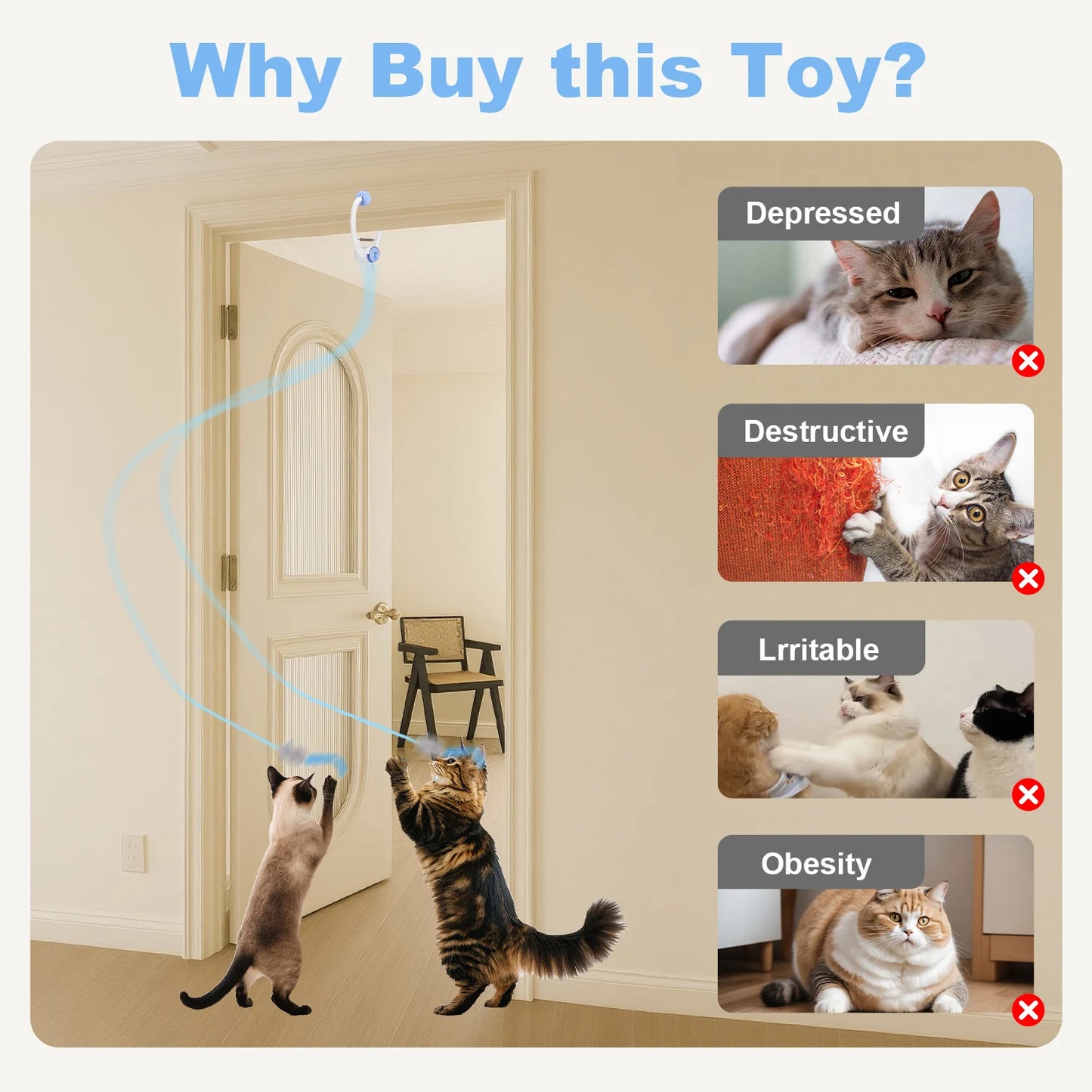 Electric Hanging Cat Toy – USB Rechargeable Interactive Self-Play for Kittens