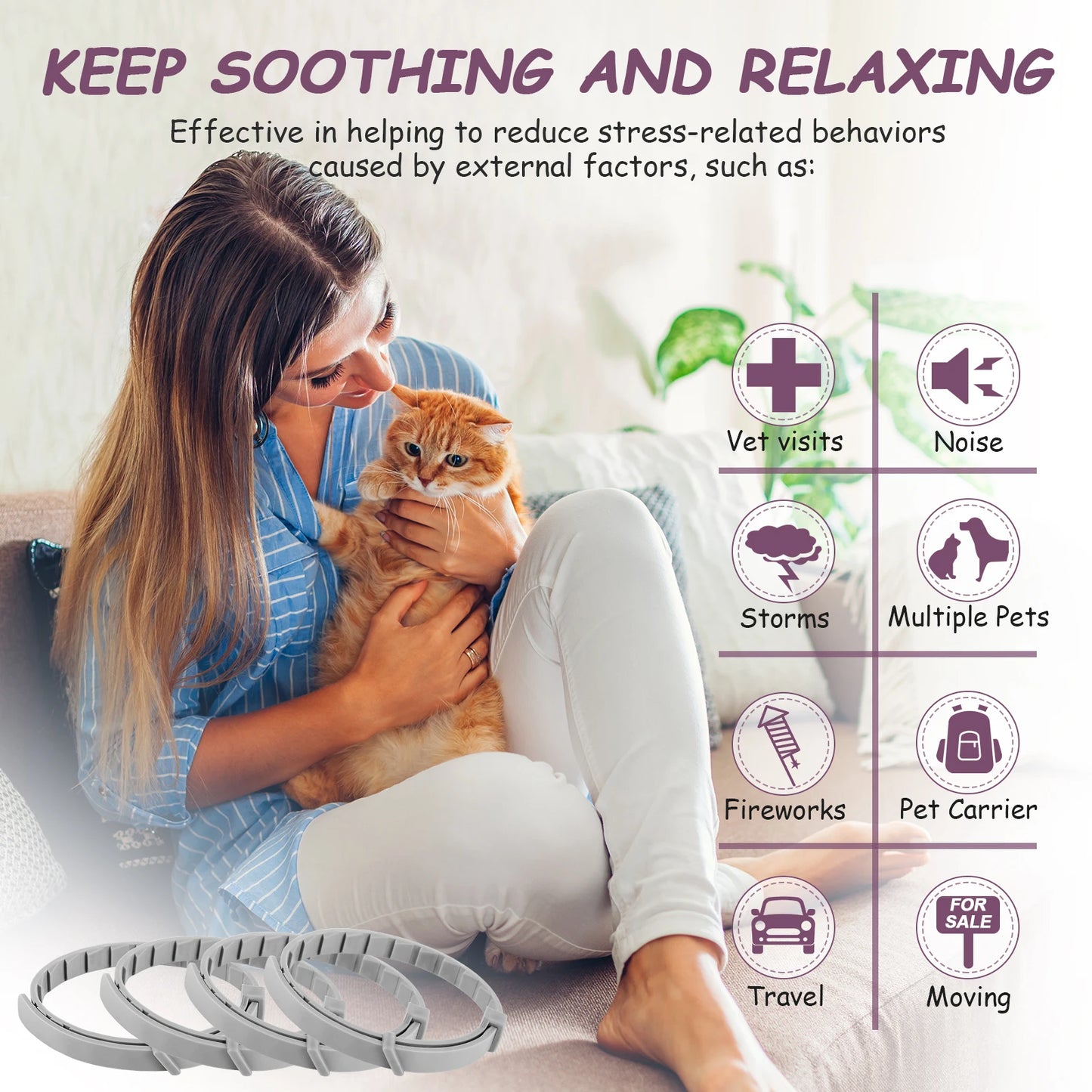 Natural Calming Pet Collar – Long-Lasting Soothing & Relaxing for Cats & Dogs