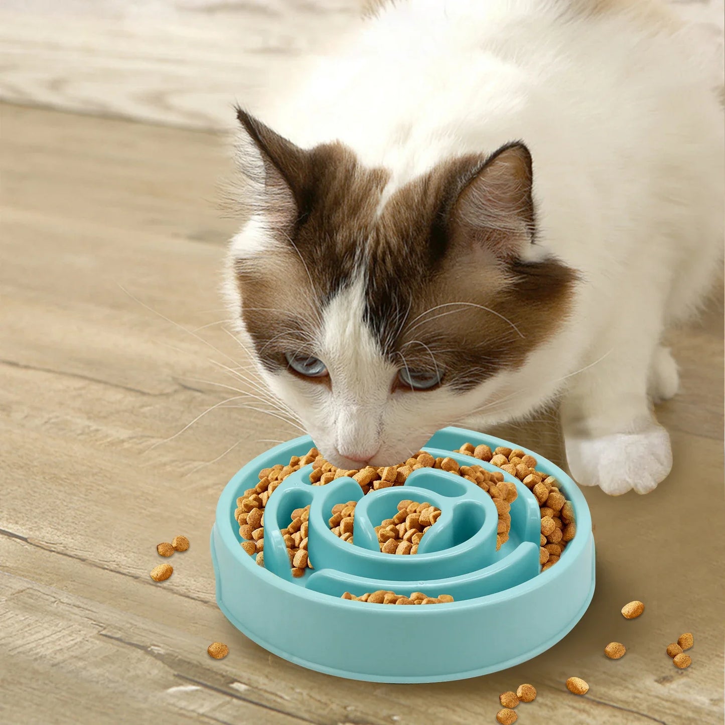 "Eco Spiral Cat Slow Feeder – Anti-Gulping, Non-Slip Bowl"