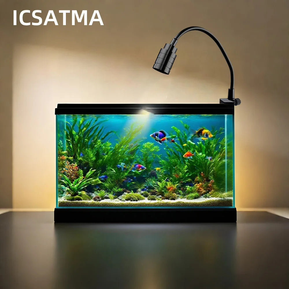 LED Aquarium Light Adjustable Focus Fish Tank Aquatic Plant Light