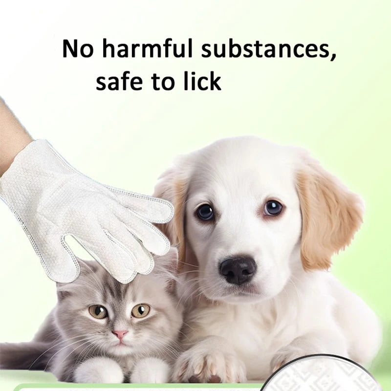 Pet Wash Cleaning Gloves for Cats & Dogs – 6pcs Deodorizing Bath & Grooming Wipes