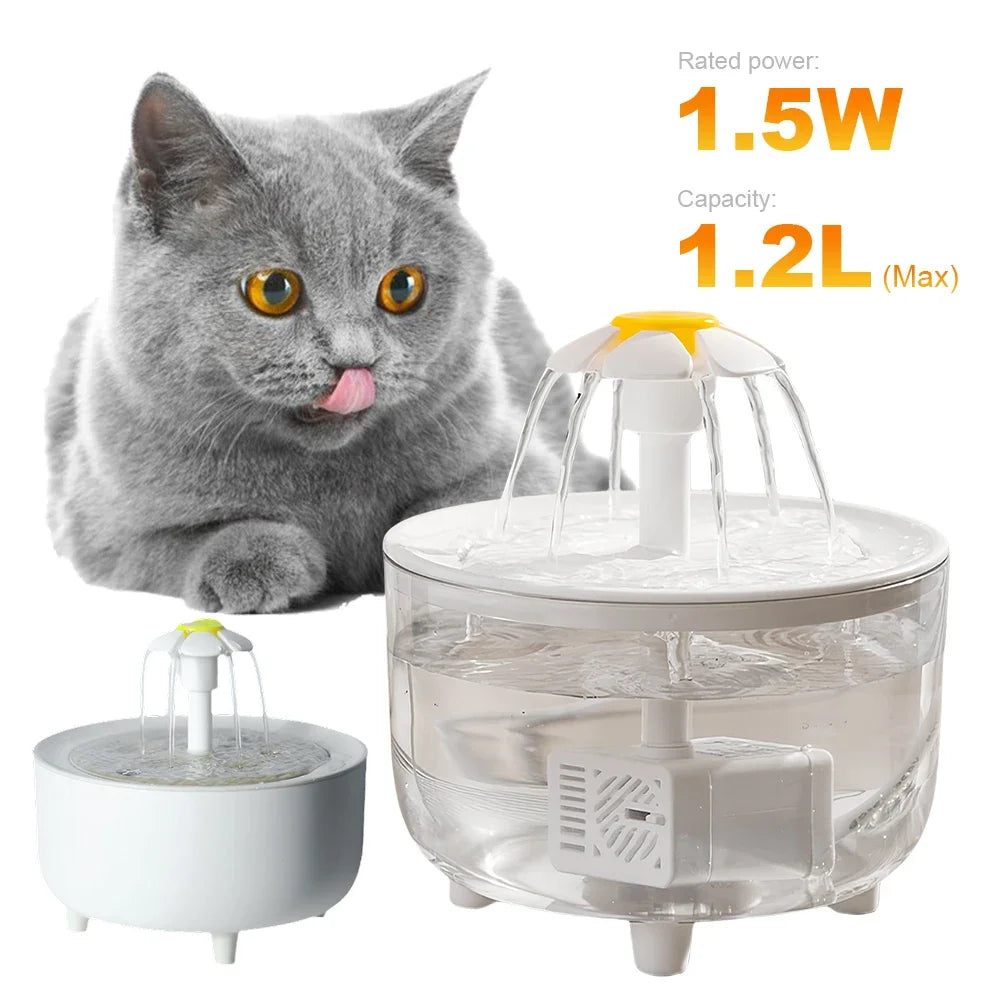 "Automatic Cat Water Fountain – Quiet USB Filtered 1200ml"