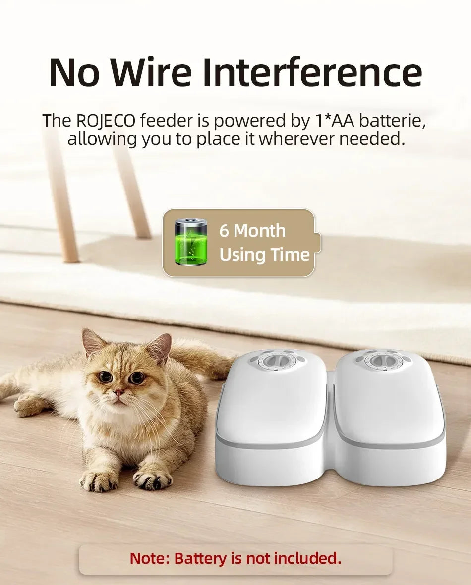 2-Meal Automatic Pet Feeder – Smart Dual Bowls for Dogs & Cats