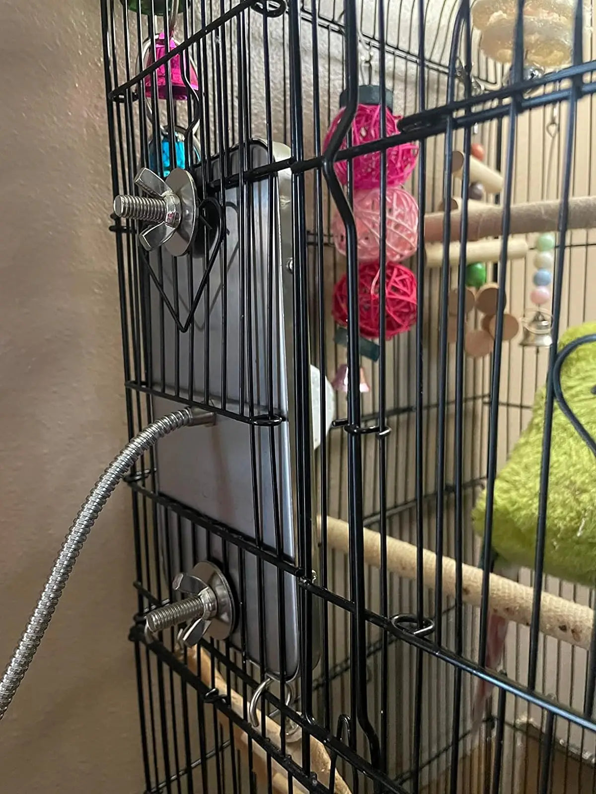 Bird Cage Heater Perch – Stainless Steel Parrot Warmer with Thermostat for Bird Cages