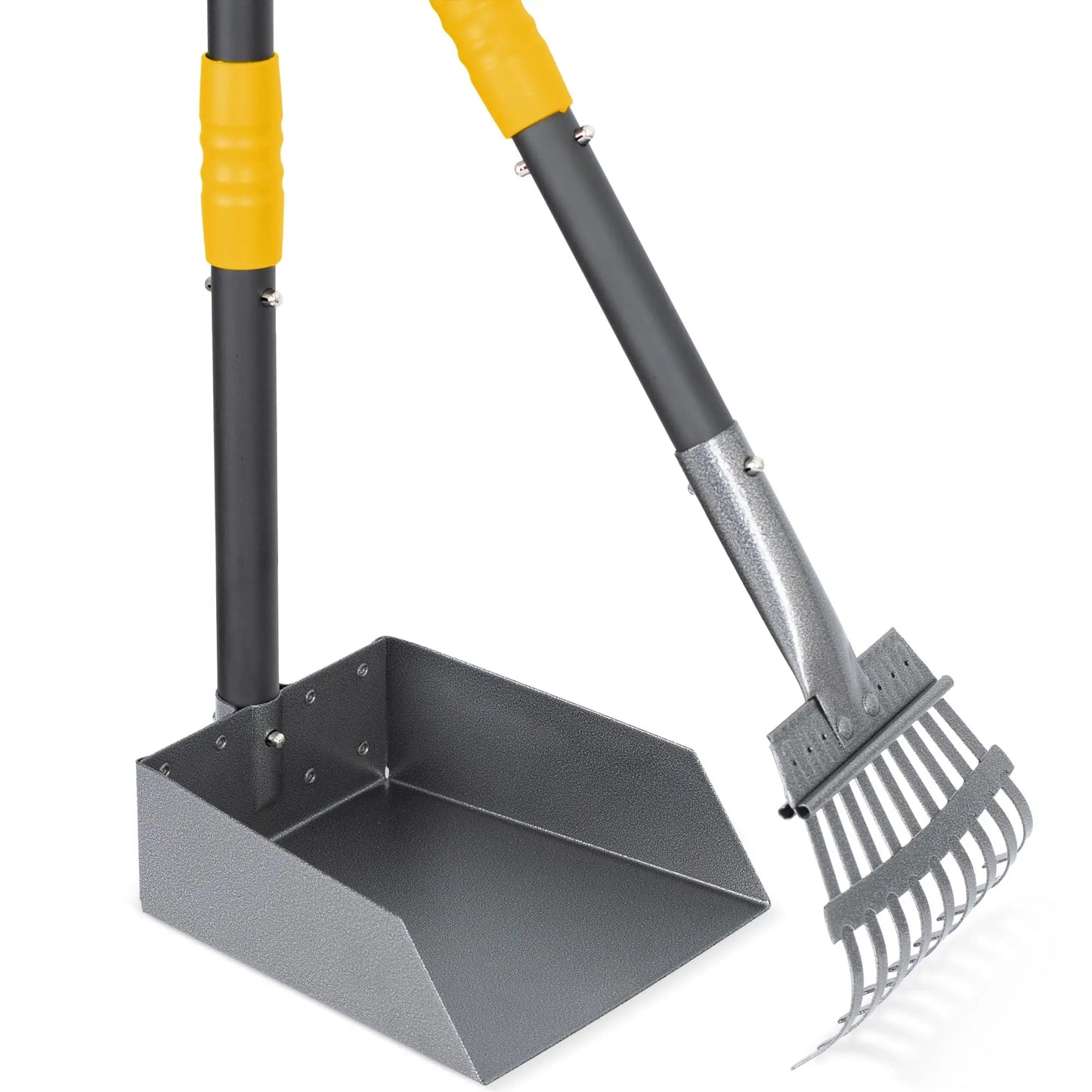 Dog Poop Tray & Rake Set – Adjustable Stainless Handles