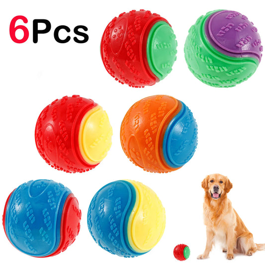 6PCS Interactive Dog Balls – Bite-Resistant Chew & Teeth Care