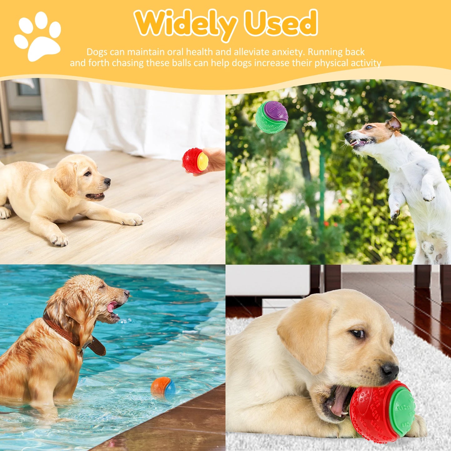 6PCS Interactive Dog Balls – Bite-Resistant Chew & Teeth Care