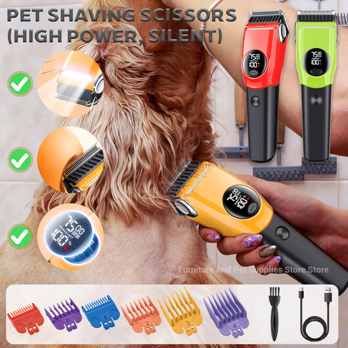 Electric Dog Grooming Clipper – Professional Cordless Pet Hair Trimmer