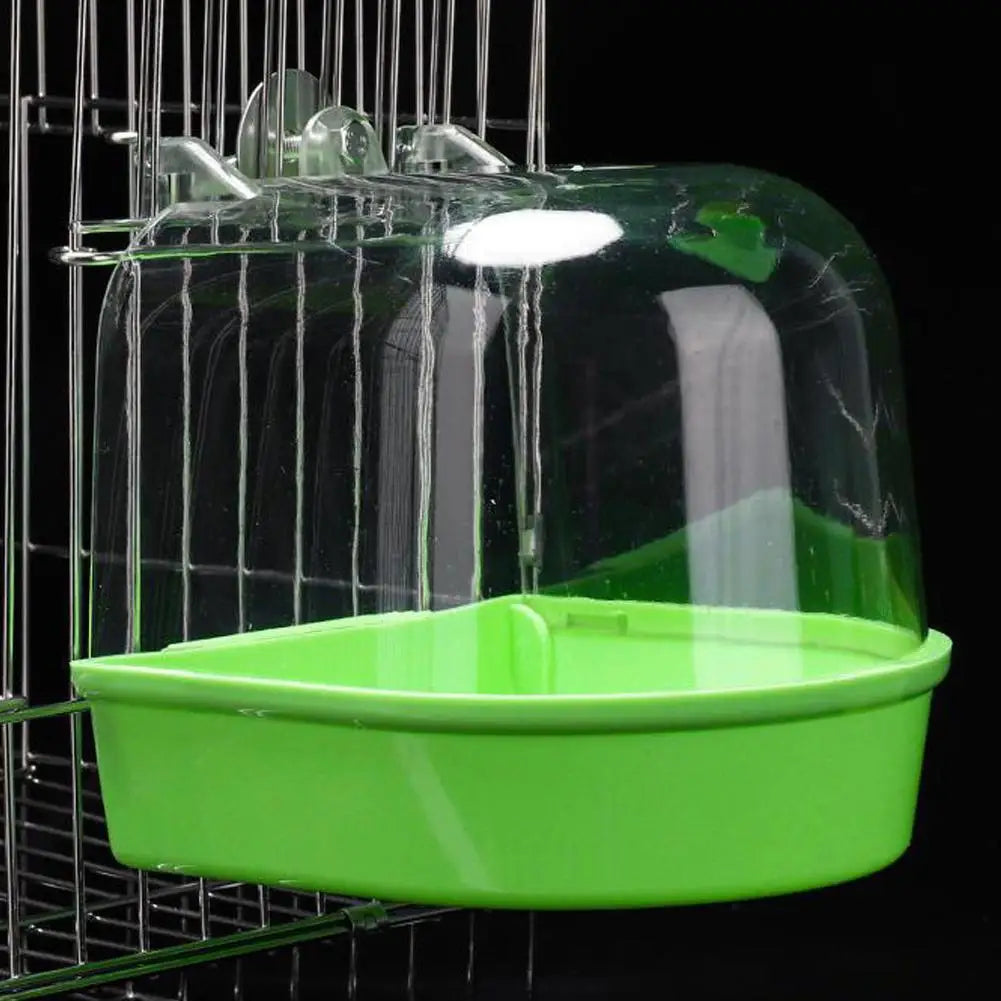 Clear Hanging Bird Bath – Cage Accessory for Parakeets, Canaries & Cockatiels