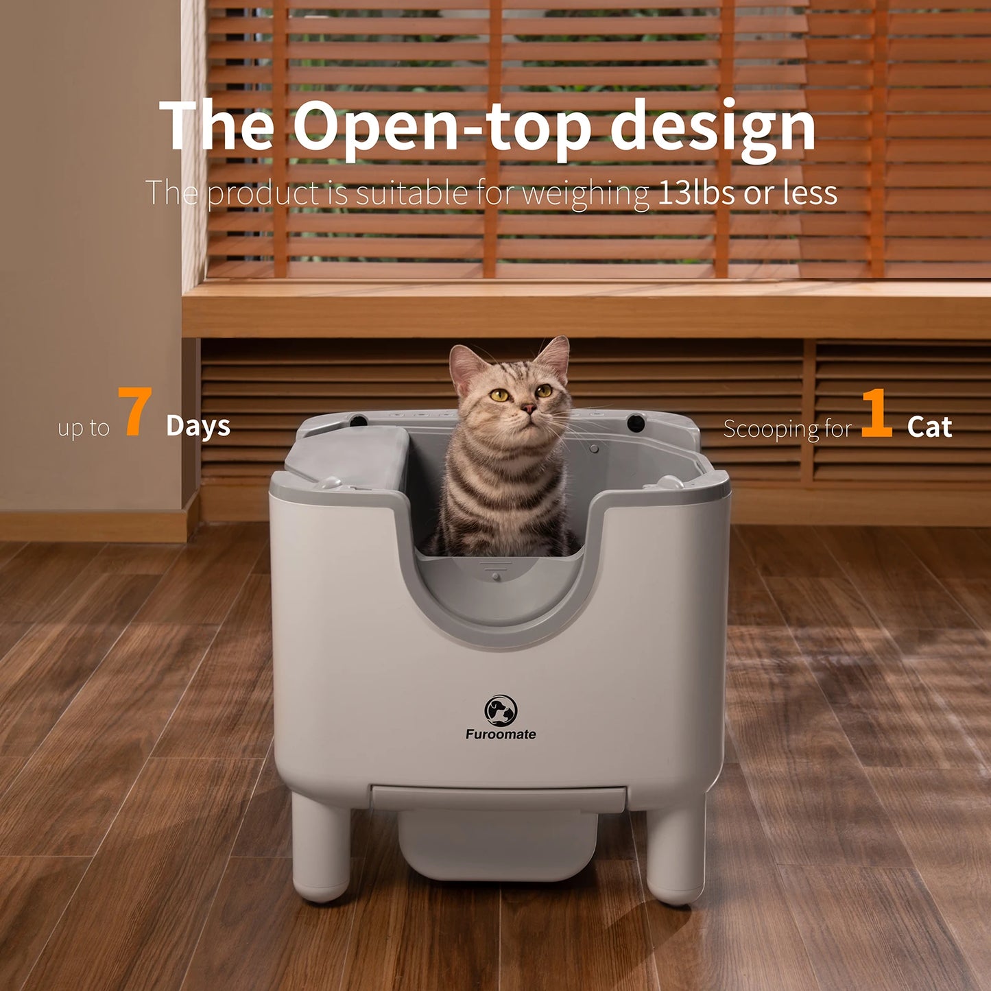 F6 Self-Cleaning Cat Litter Box – Open-Top Automatic with Odor Control