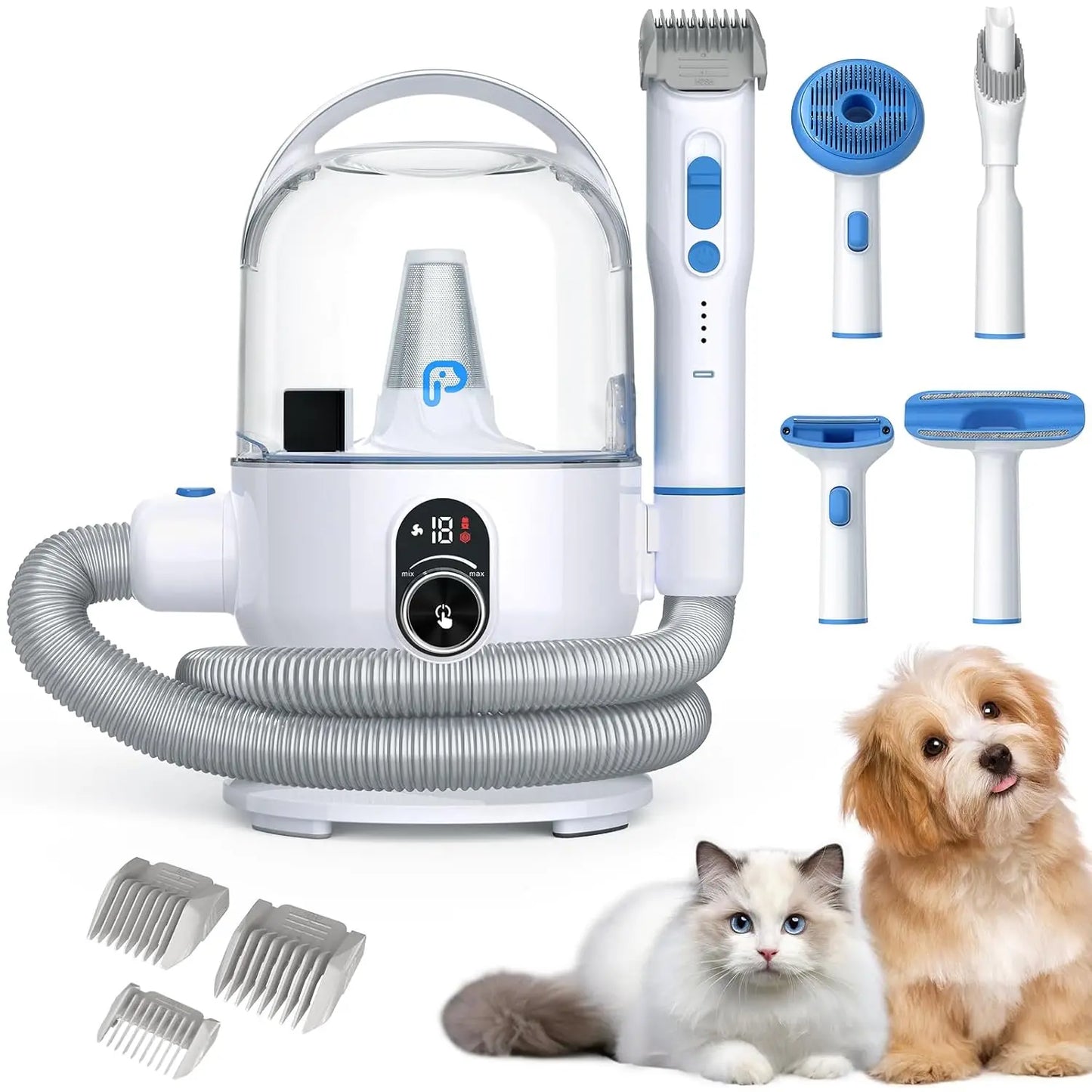 5-in-1 Pet Grooming Vacuum Kit – 2L Dust Cup Hair Remover for Dogs & Cats