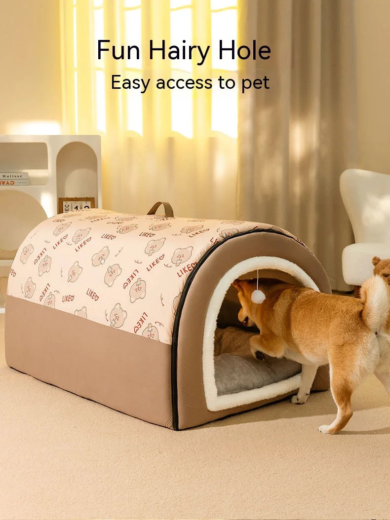 Large Winter Dog House  – Cozy, Removable & Washable Pet Bed