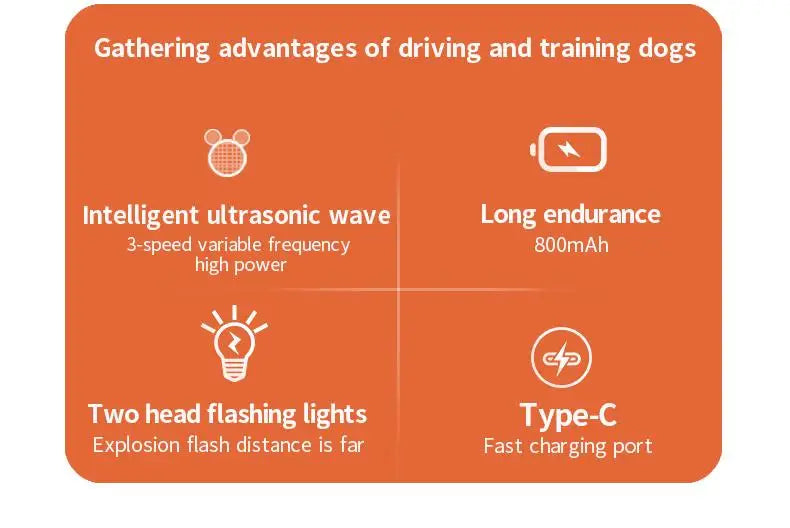 Rechargeable Ultrasonic Anti-Bark Device – Dog Training & Deterrent with LED Light