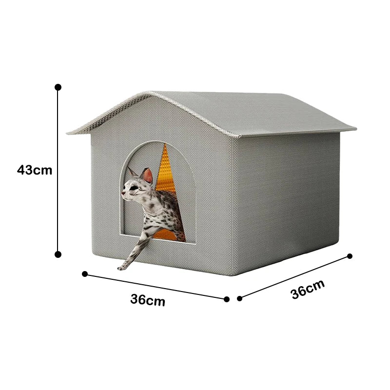 Waterproof Outdoor Pet House – Foldable Warm Cat & Dog Cave Bed