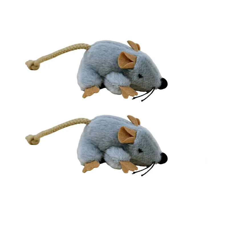 Gray Plush Mouse Cat Toy – Indoor Chew & Play Kitten Toy