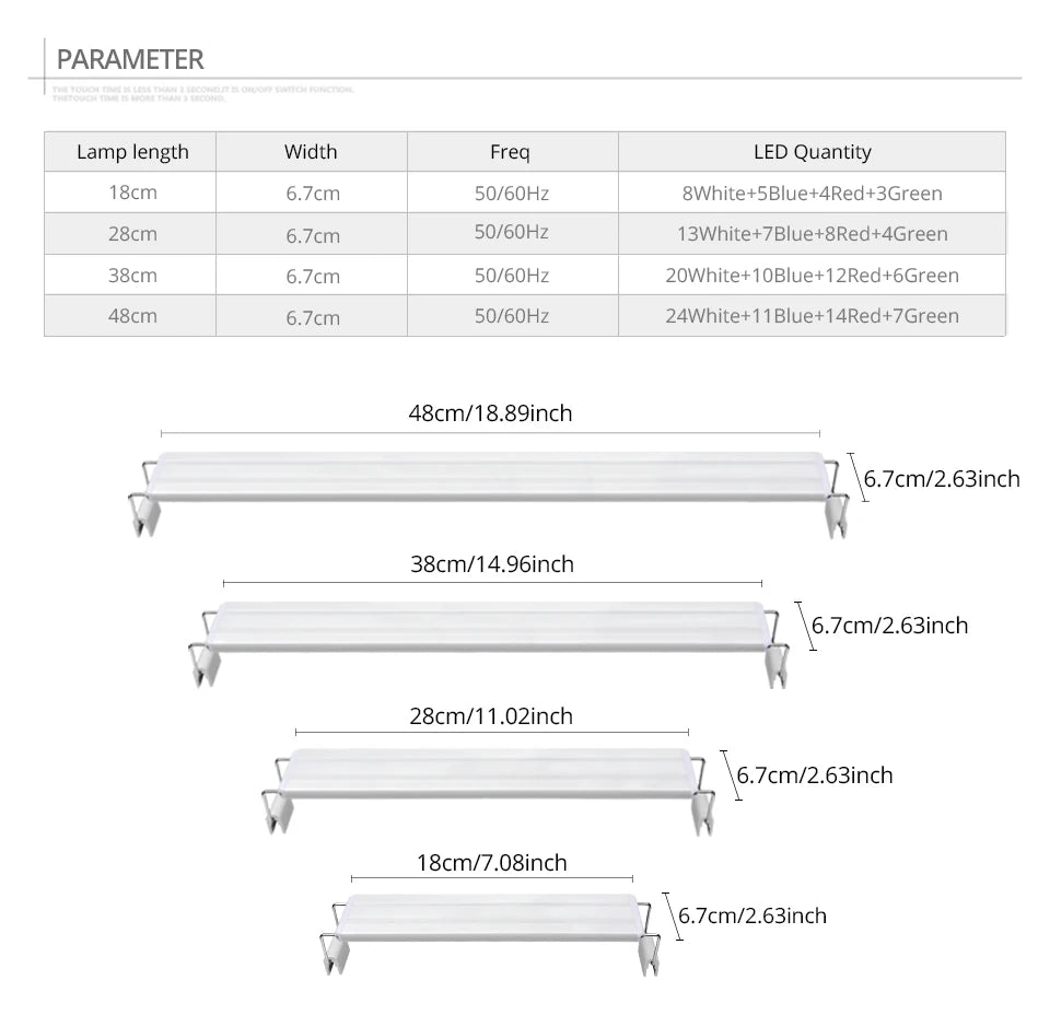Light Aluminum Bar Full Spectrum Aquatic Plant Grow Lamp Decor