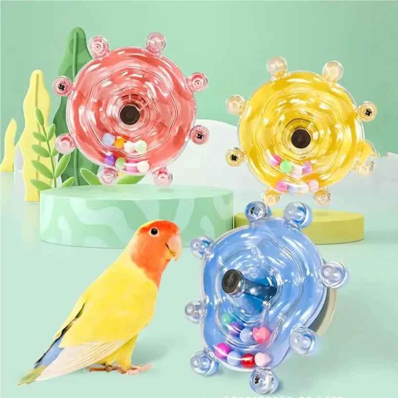 Interactive Parrot Toy – Rotating Treat Dispenser for Mental Stimulation