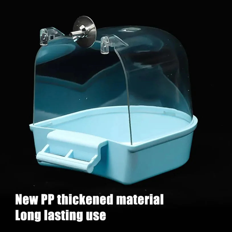 Clear Hanging Bird Bath – Cage Accessory for Parakeets, Canaries & Cockatiels